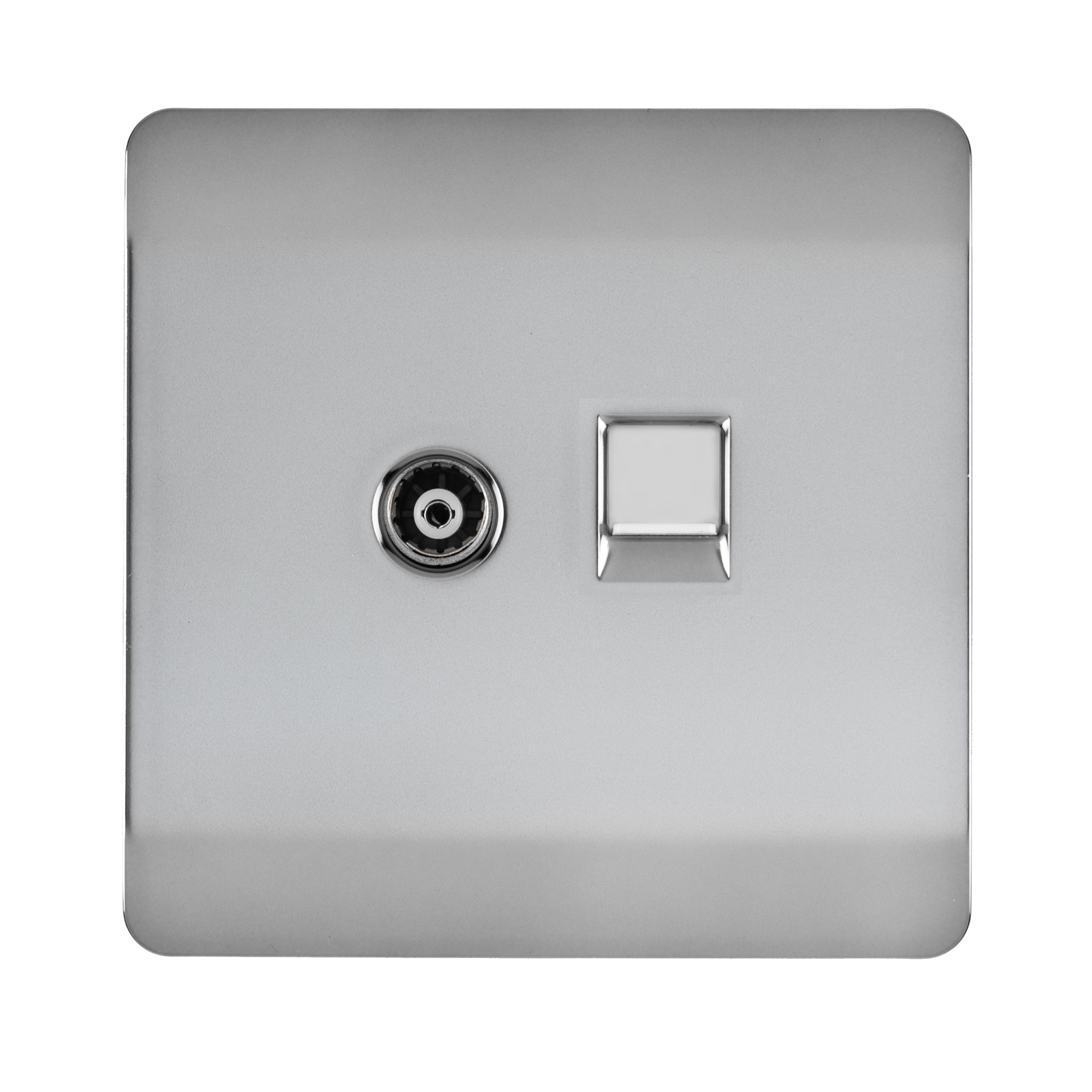 ART-TV+PCBS  TV Co-Axial & PC Ethernet Brushed Steel